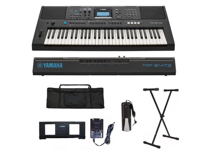 Teclado Arranjador Yamaha Psr-e473 + Capa + Suporte + Pedal