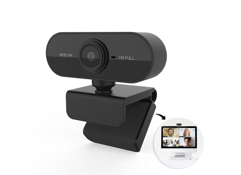 Webcam Full HD 1080P USB com Microfone Computador Plug & Play