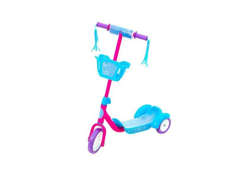 Patinete Para Criança De 3 Rodas Com Cesto Rosa E Azul - Bbr - Bbr Toy