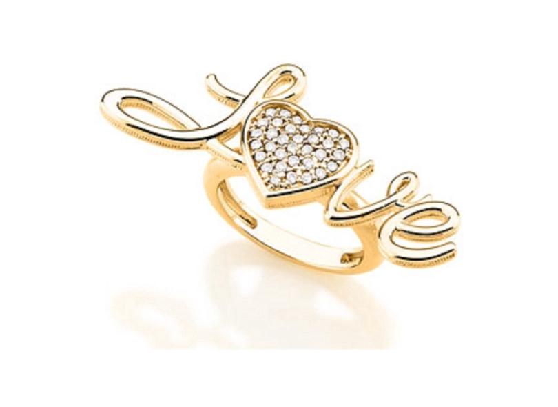 Anel Folheado A Ouro Rommanel Love E Coração 511596 com o Melhor