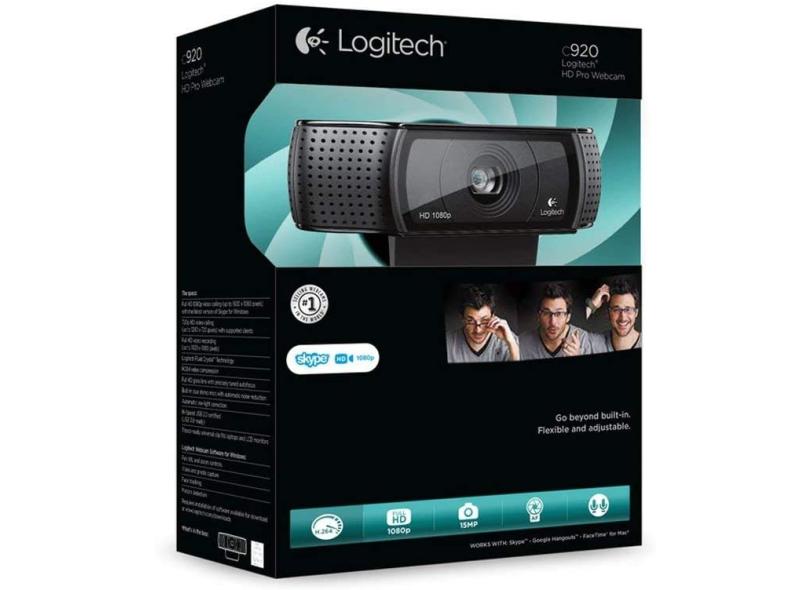 WebCam Logitech HD Pro 15 MP Filma em Full HD C920
