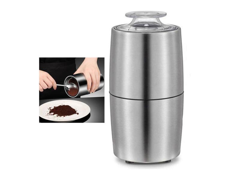 Moedor de Cafe Eletrico 230W Inox Graos Especiarias Cafeina Po Bebida Cafe da Manha Lanche Cozinha Utensilio