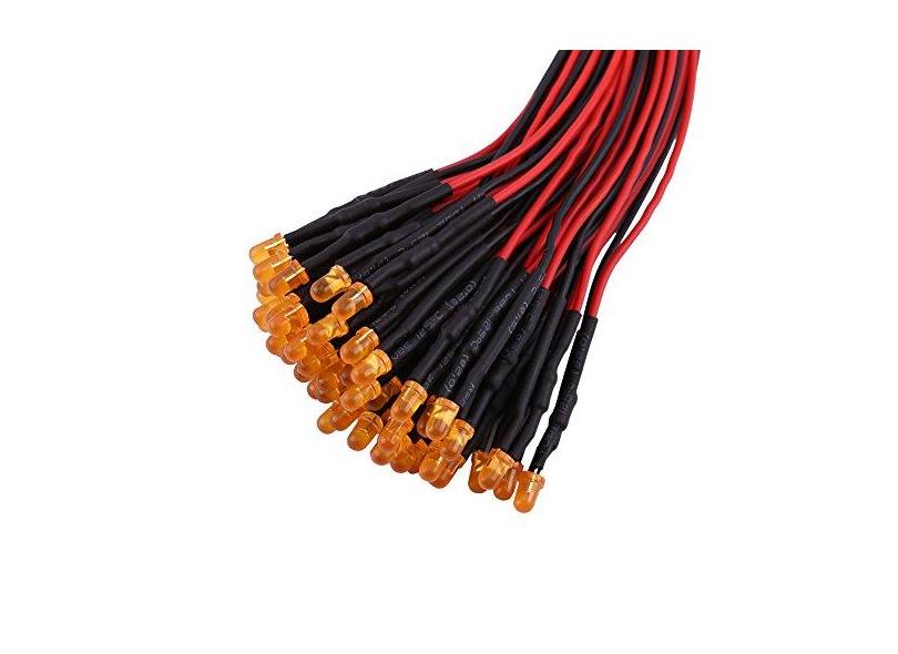 50pcs Diodos LED Difusos Pré-conectados Luz Multicores 3/5/10mm para