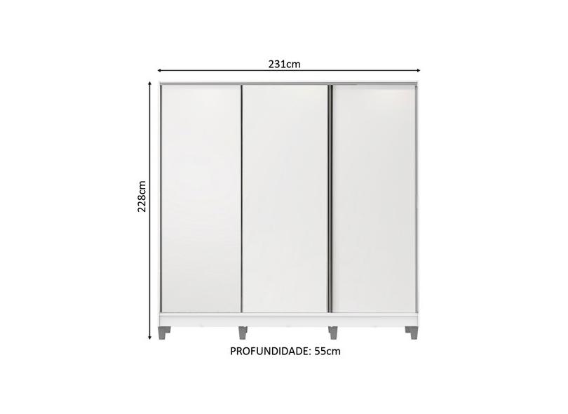 Guarda-Roupas Casal 3 Portas 4 Gavetas Royale com Pés Madesa