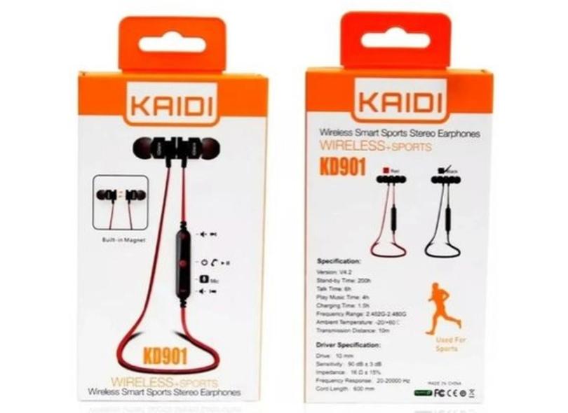 Fone de Ouvido Bluetooth com Microfone Corrida Academia Kaidi KD-901