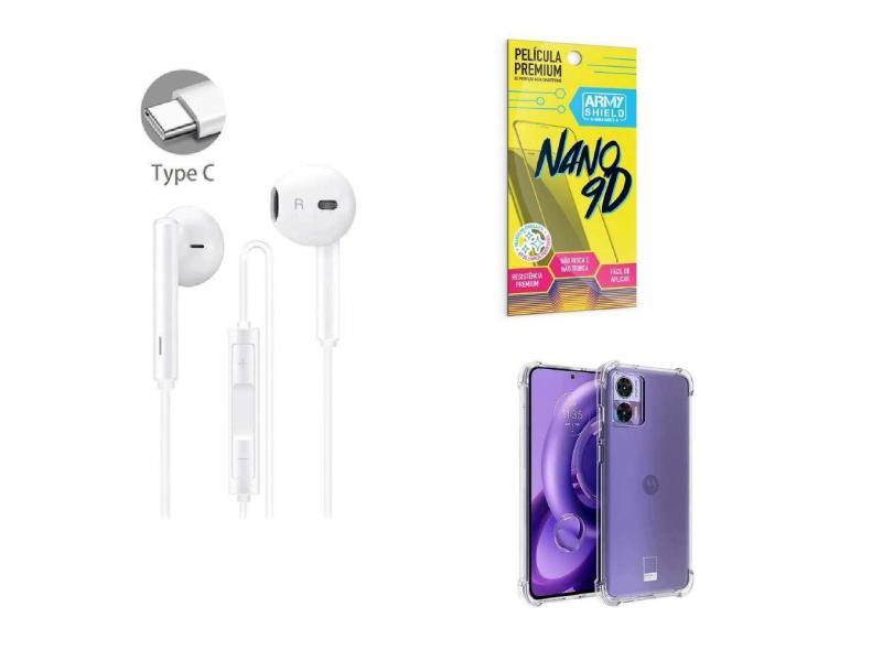 Fone De Ouvido + Capinha Motorola Edge30 Neo + Película 9D