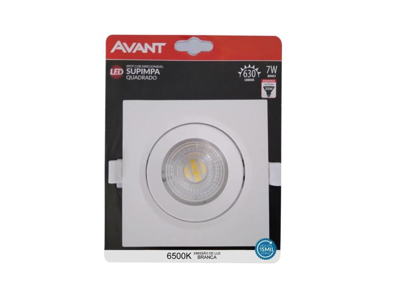 Kit Spot Led Embutir Quadrado 7W Direcionável Avant 6500K com o Melhor