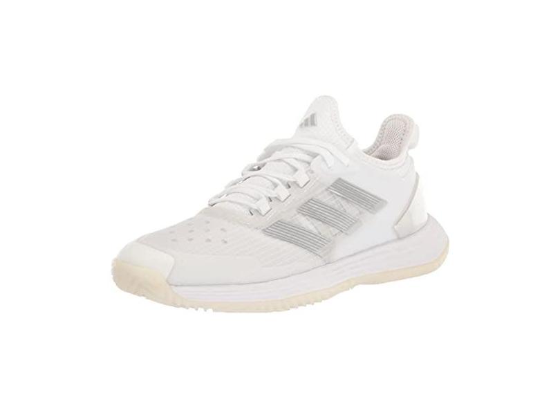 adidas Tênis feminino Adizero Ubersonic 4.1, Branco/Prata Metálico/Cinza, 38