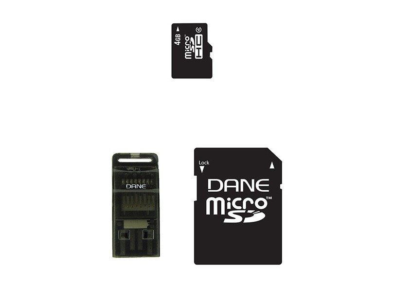 Cartão de Memória Micro SDHC com Adaptador Dane-Elec 4 GB DA-3IN1-04G-R