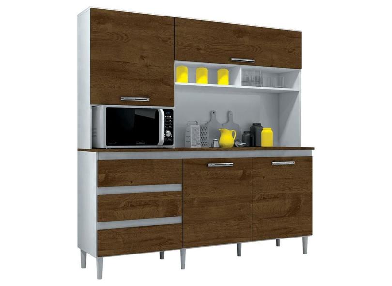 Cozinha Compacta 3 Gavetas 4 Portas para Micro-ondas / Forno Florença Incorplac