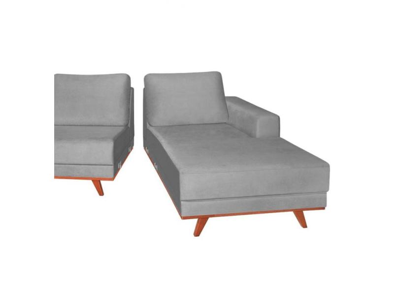 Sofá Chaise 3 lugares Veludo Lombok Mobly