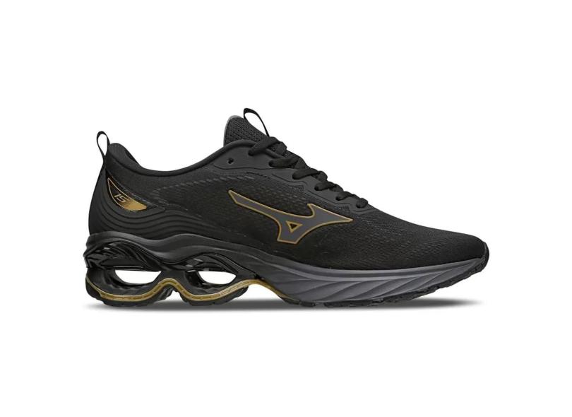 Tênis Mizuno Wave Frontier 15 Preto/Ouro Masculino-Masculino