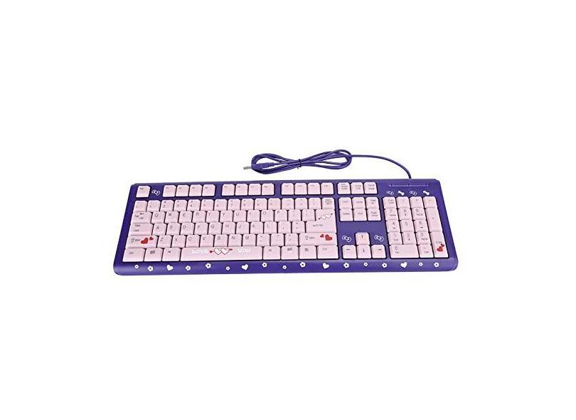 Teclado Com Fio USB Ultrafino de Desenho Animado Bonito para Computador Laptop de Escritório Doméstico Universal Rosa Preto Roxo Silencioso à Prova D'água QWERTY Layout Em Inglês
