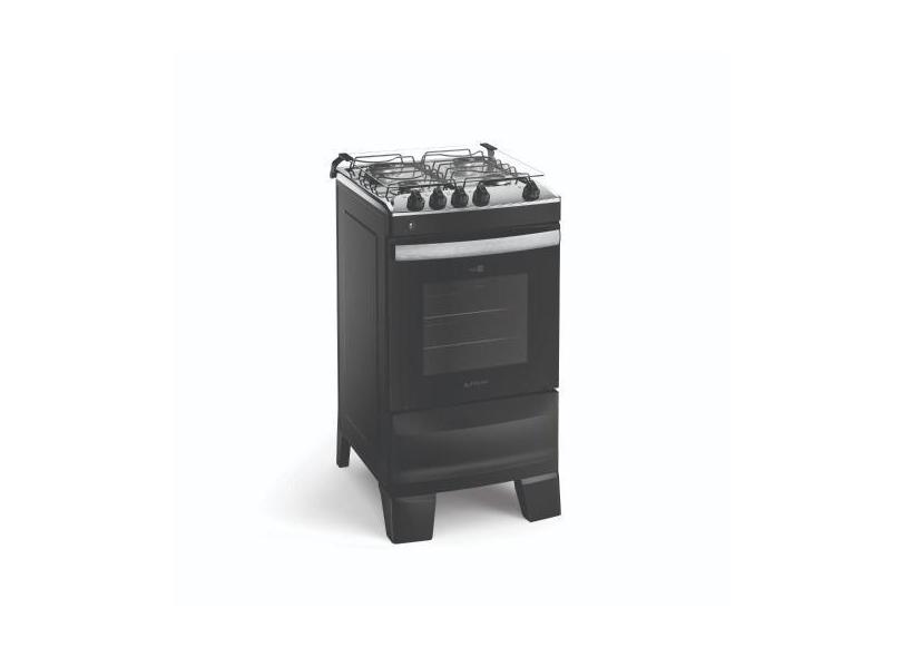 Fogão 4 Bocas Atlas Agile Com Acendimento Automático E Forno 50L Preto