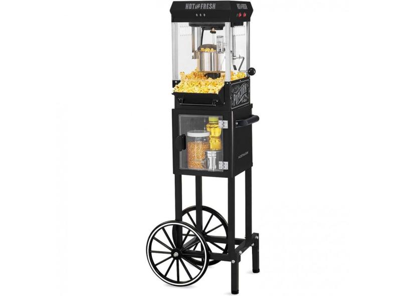 Carrinho de Pipoca Elétrico Retrô Produz até 10 Xícaras por Vez, 110v, NOSTALGIA Vintage Movie Theater Popcorn Machine, Preto