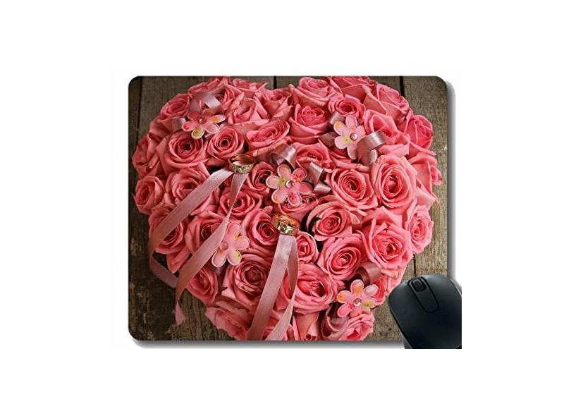 Mouse pad antiderrapante, mouse pad de borracha com rosas e flores e botões de coração