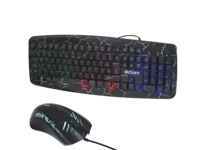Kit Teclado Mouse Gamer Usb Led Rgb Exbom Bk-G600 com o Melhor Preço é ...