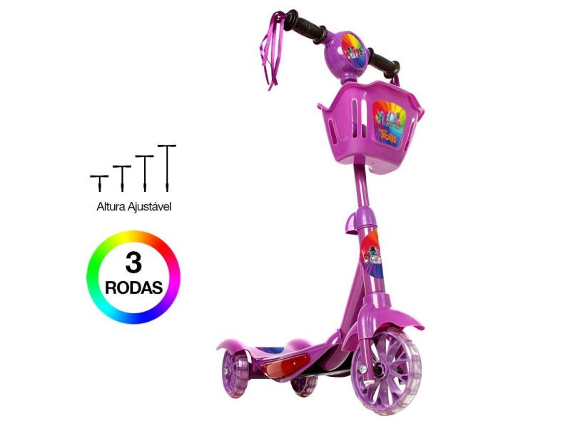 Patinete Para Crianças Trolls Scooter 3 Rodas Brinquedo