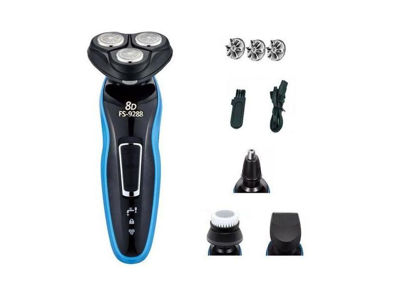 Barbeador elétrico Wokex FS-9288 lavável 4 em 1 para homens azul
