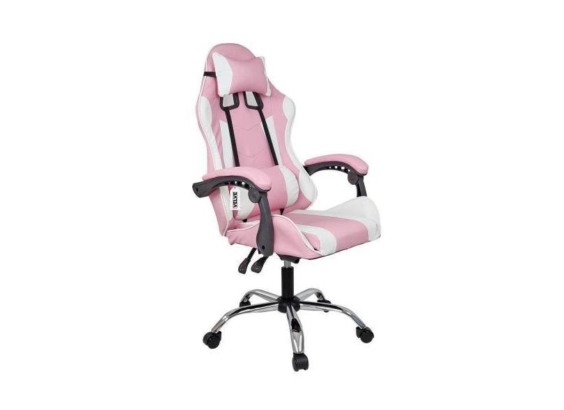 Cadeira Gamer Giratória Com Rodinhas Cg1.07 Branco E Rosa - Velve