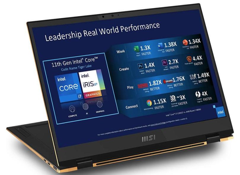 Notebook Conversível MSI Intel Core i7 1185G7 11ª Geração 16.0 GB de RAM 512.0 GB 13.0 " Full Touchscreen Windows 10 Summit E13