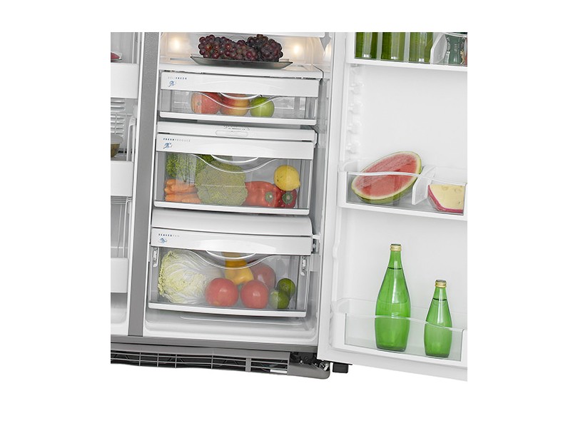 Geladeira GE Frost Free Side by Side 584 Litros Home Bar Dispenser de Água Externo Inox PSZ26
