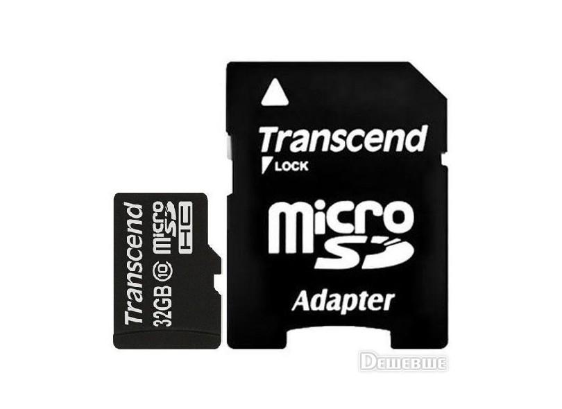 Cartão de Memória Micro SDHC com Adaptador Transcend 32 GB TS32GUSDHC10