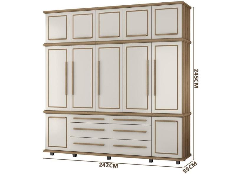 Guarda-Roupa Casal 12 Portas 6 Gavetas Triplex Channel Fabrimóveis