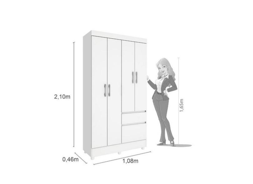 Guarda-Roupa Solteiro 4 Portas 2 Gavetas Oregon Tcil