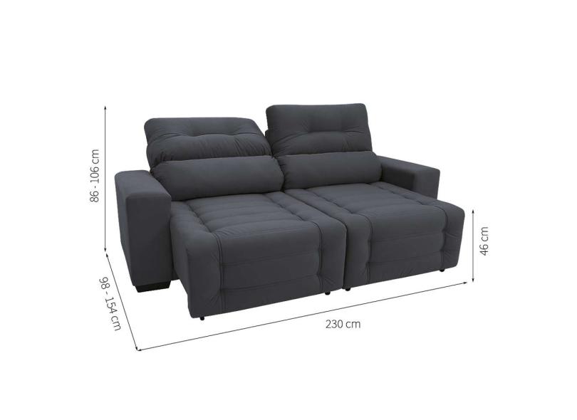 Sofá 3 lugares Retrátil Reclinável Suede Blenda I Mobly