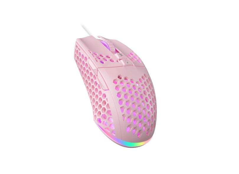 Mouse para jogos solakaka SM900 rosa com fio 12800 dpi 7 botões