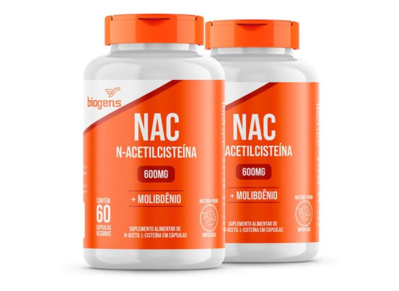 KIT 2X NAC 600MG + MOLIBDêNIO 30 CAPS VEGANAS, BIOGENS 
