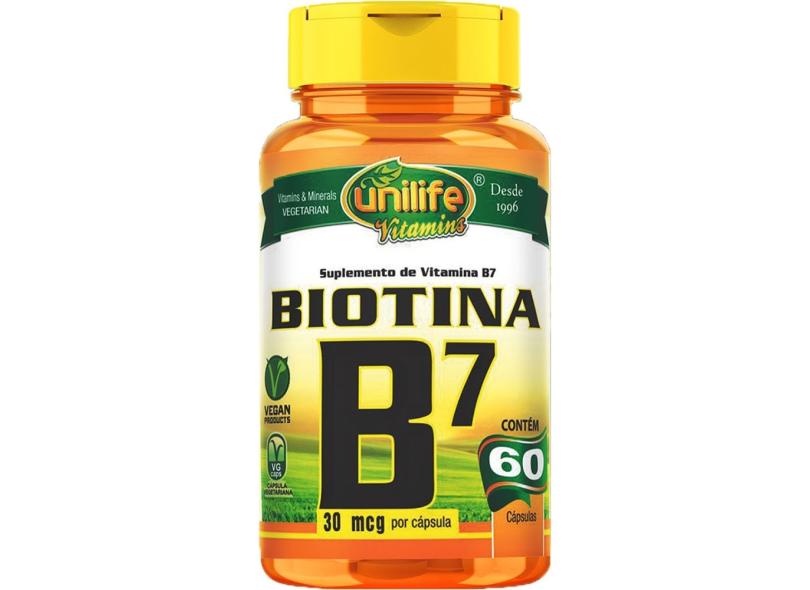 Vitamina B7 ( Biotina ) 60 Cápsulas 500mg Unilife com o Melhor Preço