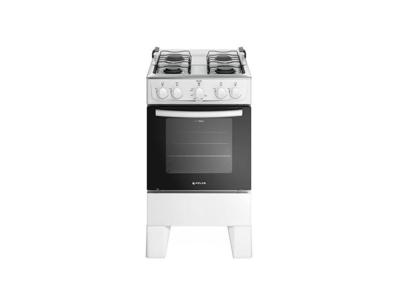 Fogão 4 Bocas Com Mesa Inox Milão 30000176 Atlas Branco Bivolt