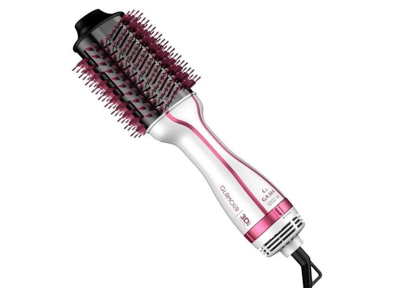 Escova Secadora e Modeladora Gama Glamour Pink Brush 3D 3 em 1 1200W
