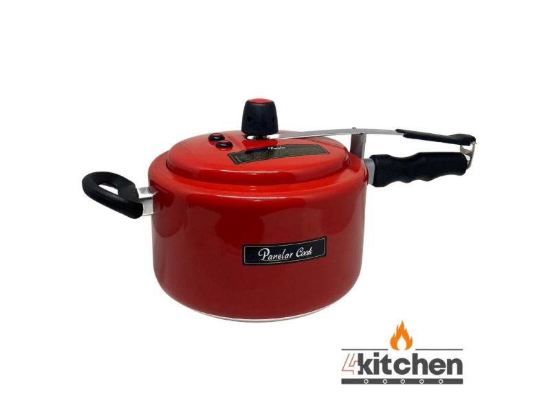 Panela de Pressão de 5 Litros Vermelha Interior Antiaderente
