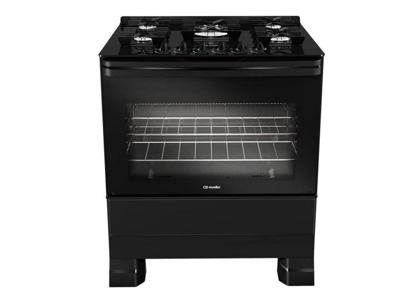Fogão à Gás 5 Bocas Mueller, Preto Fosco MFV5BF