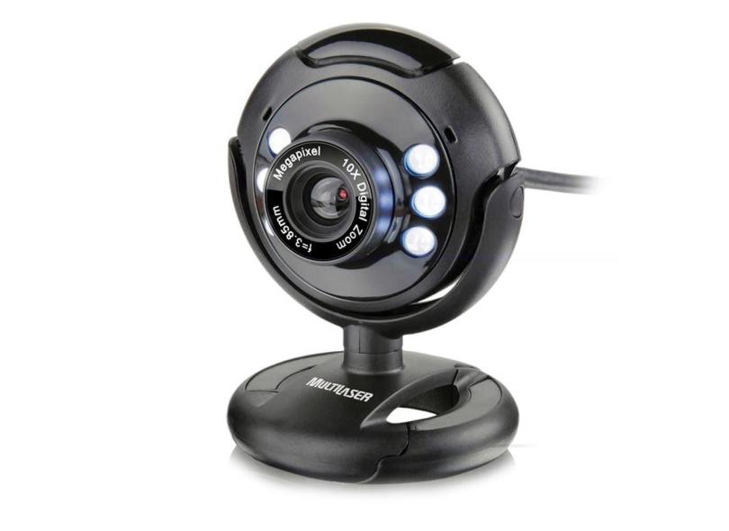 Webcam Multilaser Night Vision 16MP Led Preto WC045