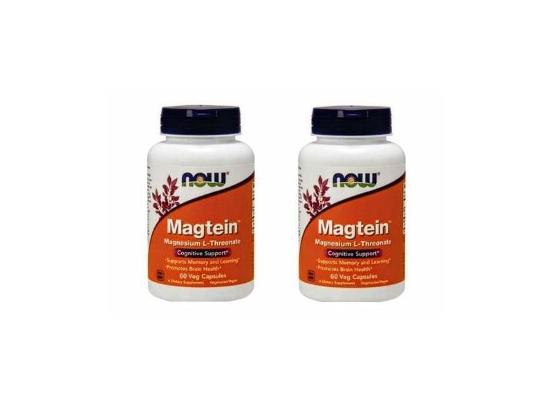 Kit 2 Magtein Magnésio, Now Foods, 60 Cápsulas