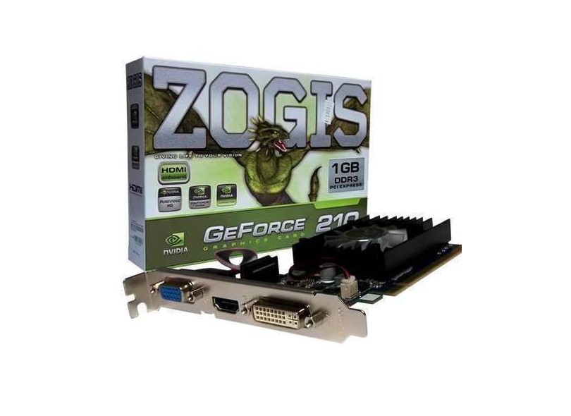 Placa de Video NVIDIA GeForce 210 1 GB DDR3 64 Bits Zogis ZO210-1GD3HP