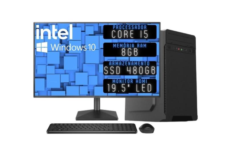 Computador Completo 3green Desktop Intel Core i5 8GB Monitor 19.5&quot; HDMI SSD 480GB Windows 10 3D-084