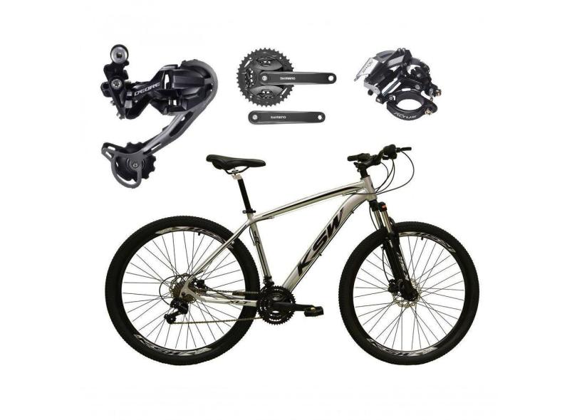 Bicicleta Aro 29 Ksw Xlt Shimano Deore E Altus 27v Freio Hidráulico Garfo Trava - Prata Tam.17