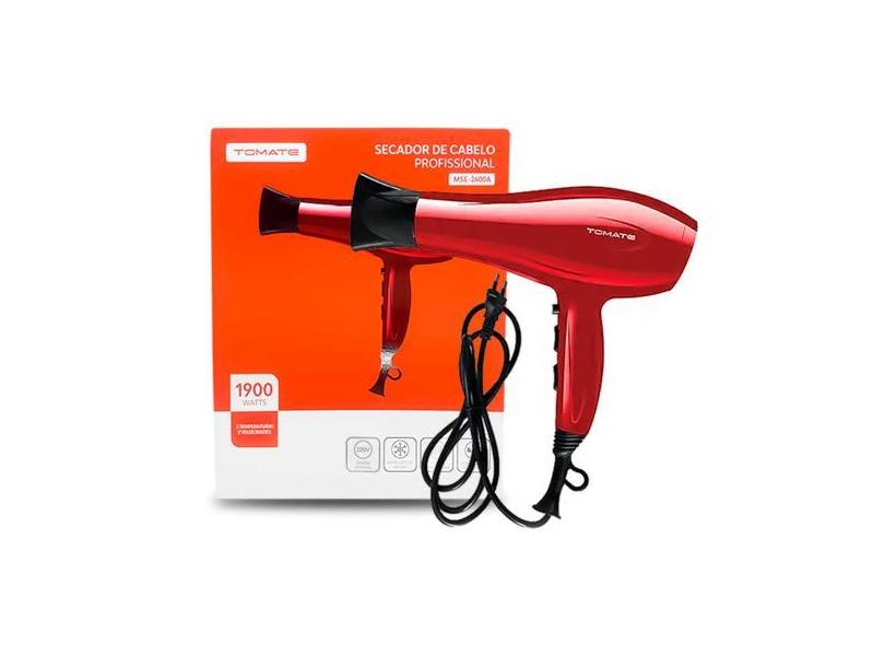 Secador de Cabelo 220V Vermelho Tomate Modelo MSE-2600B - TomateModelo
