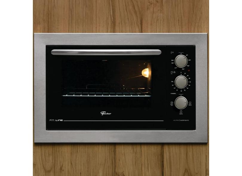 Forno de Embutir Elétrico Fischer Fit Line com Grill, Timer de até 120 minutos e Aviso Sonoro Inox – 48 litros
