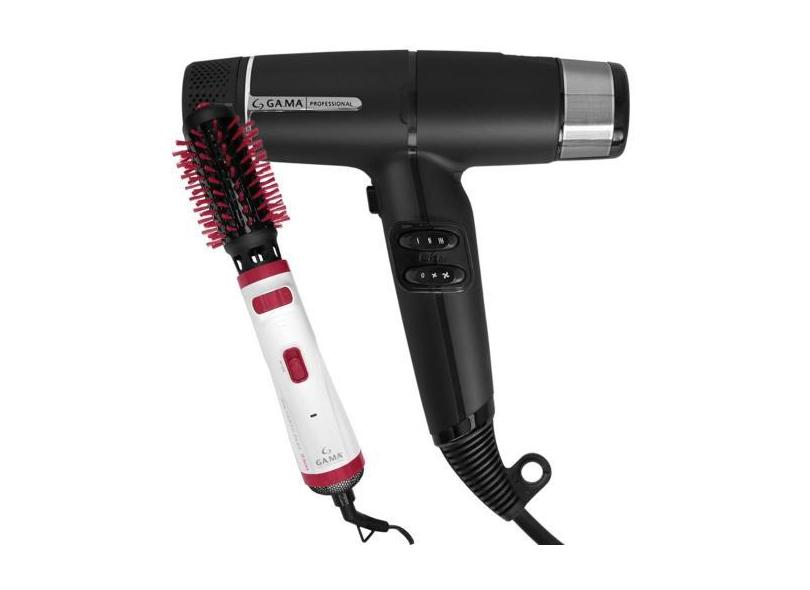 Kit Secador iQ Lite Black e Escova Modeladora New Turbo - GAMA ITALY, 