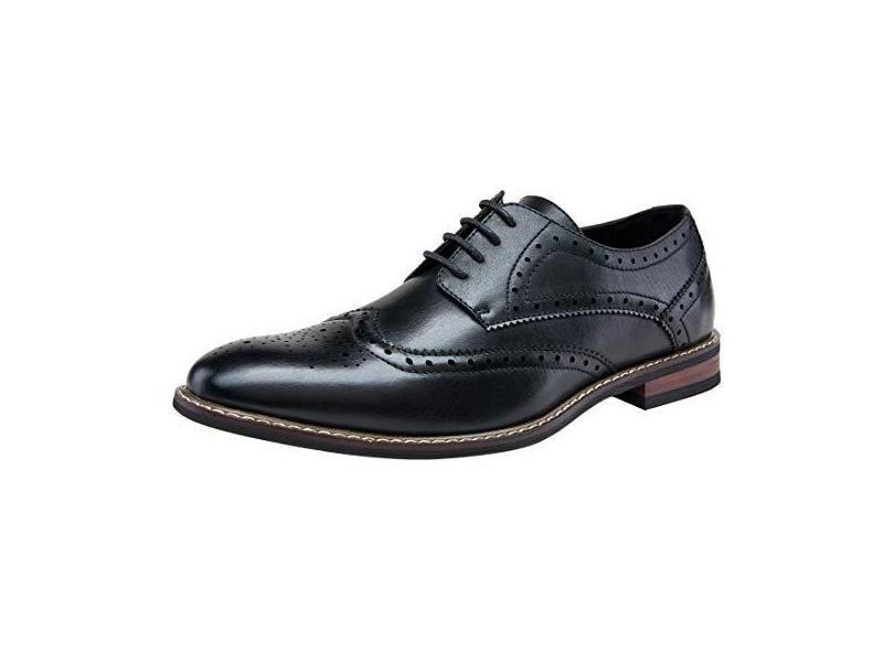 Jousen Sapato social masculino bico bico bico asa brogue oxford sapatos formais para homens negócios Derby sapatos, 601-wingtip preto, 41