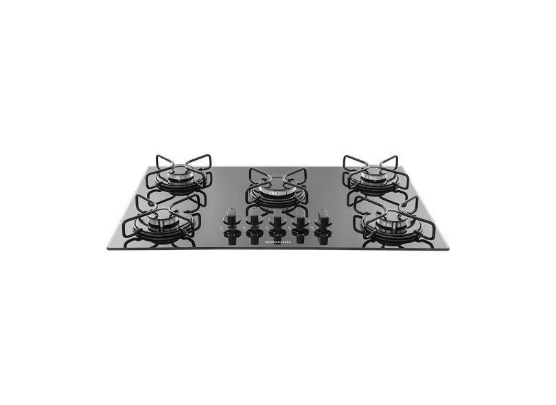 Cooktop Suggar 5 Bocas Mesa Vidro Preto Bivolt À Gás