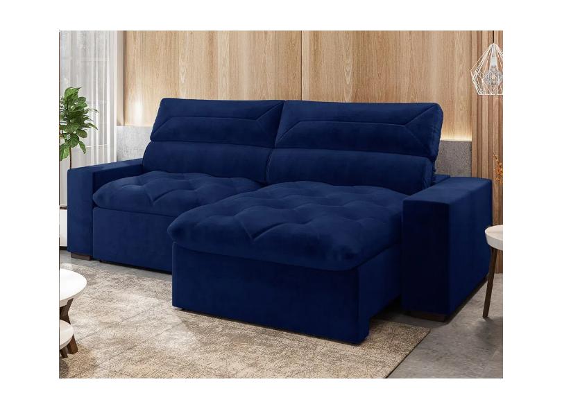 Sofá Reclinável Retrátil Suede Genebra H04 250cm Mpozenato