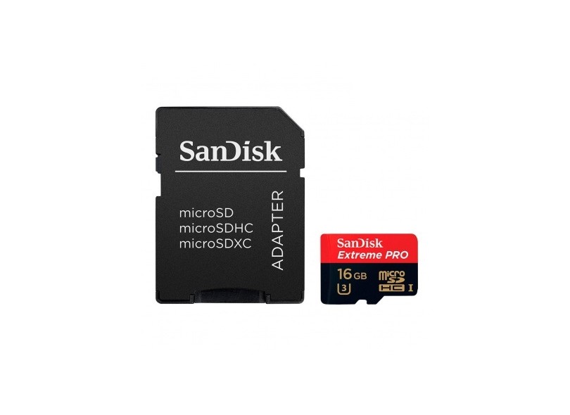 Cartão de Memória Micro SDHC com Adaptador SanDisk Extreme Pro 16 GB SDSDQXP-016G-A46A