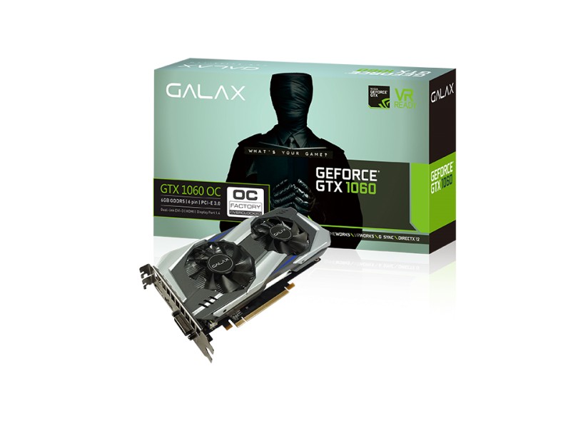 Placa de Video NVIDIA GeForce GTX 1060 6 GB GDDR5 192 Bits Galax 60NRH7DSL9OC